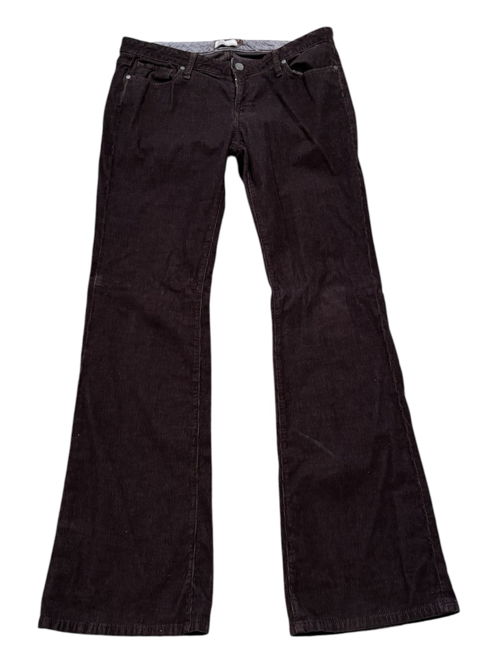 Women’s Paige Bentley Brown Corduroy Low Rise Flare Pants 34” Inseam Size 31